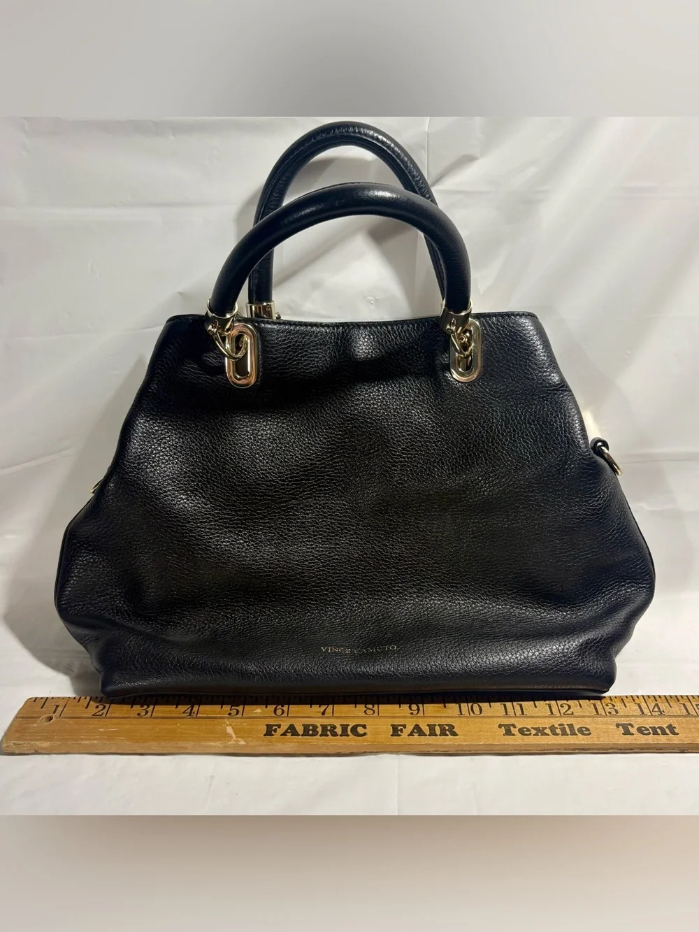 Vince Camuto Elva black pebbled calfskin leather satchel
